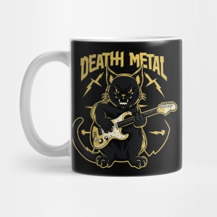Death Metal Satanic Baphomet Cat playing guitar Mug